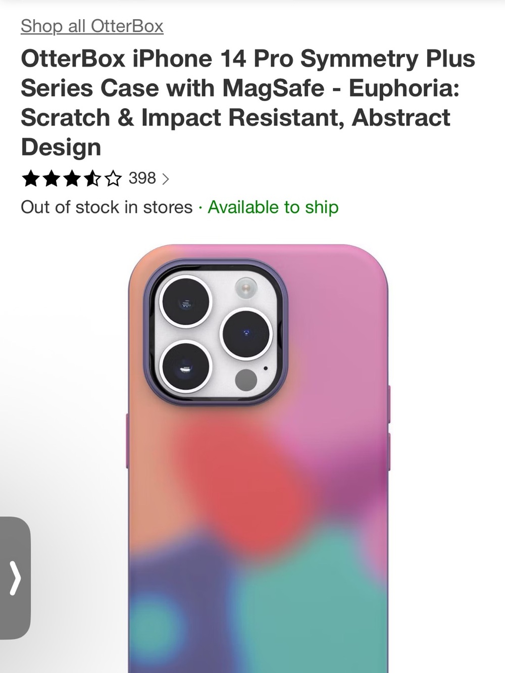 OtterBox Symmetry Plus iPhone 14 Pro Case in Pink and Teal Gradient
